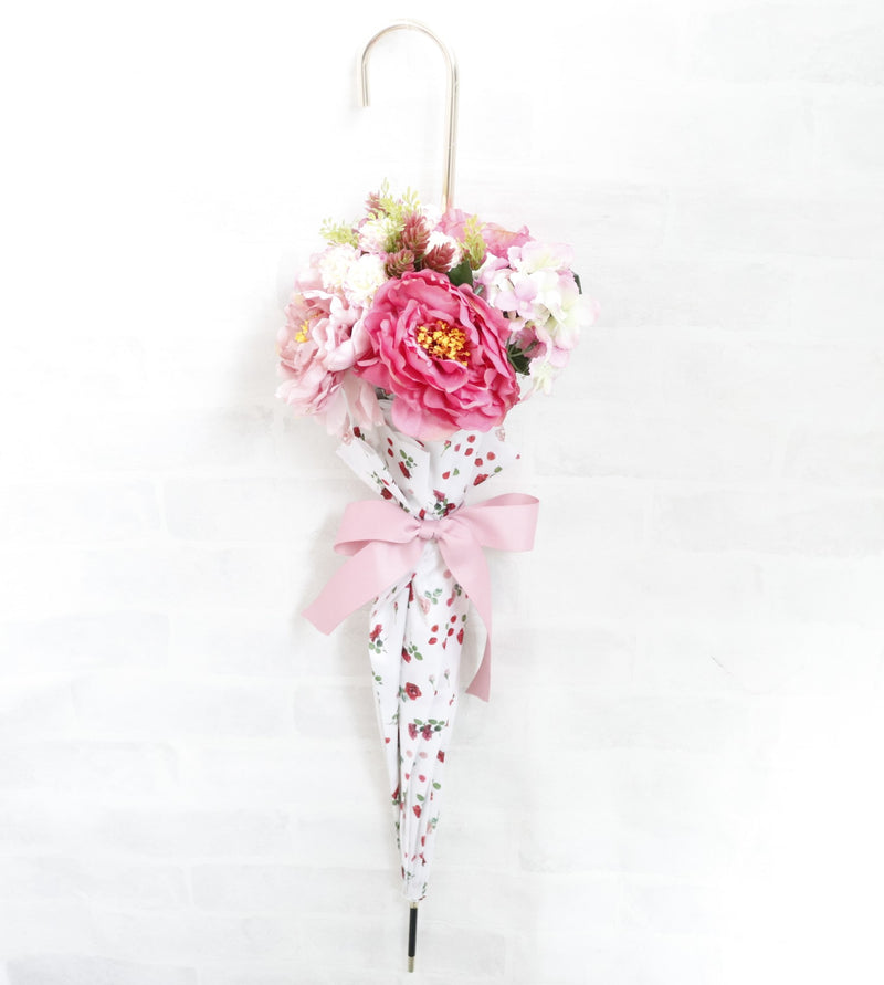 【アーティフィシャルフラワー】Umbrella Bouquet｜プティローズ柄（アイボリー）